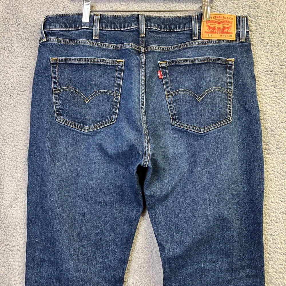 Levis 514 Jeans Men 40x32 Blue Denim Dark Wash Straight Fit Americana Heritage